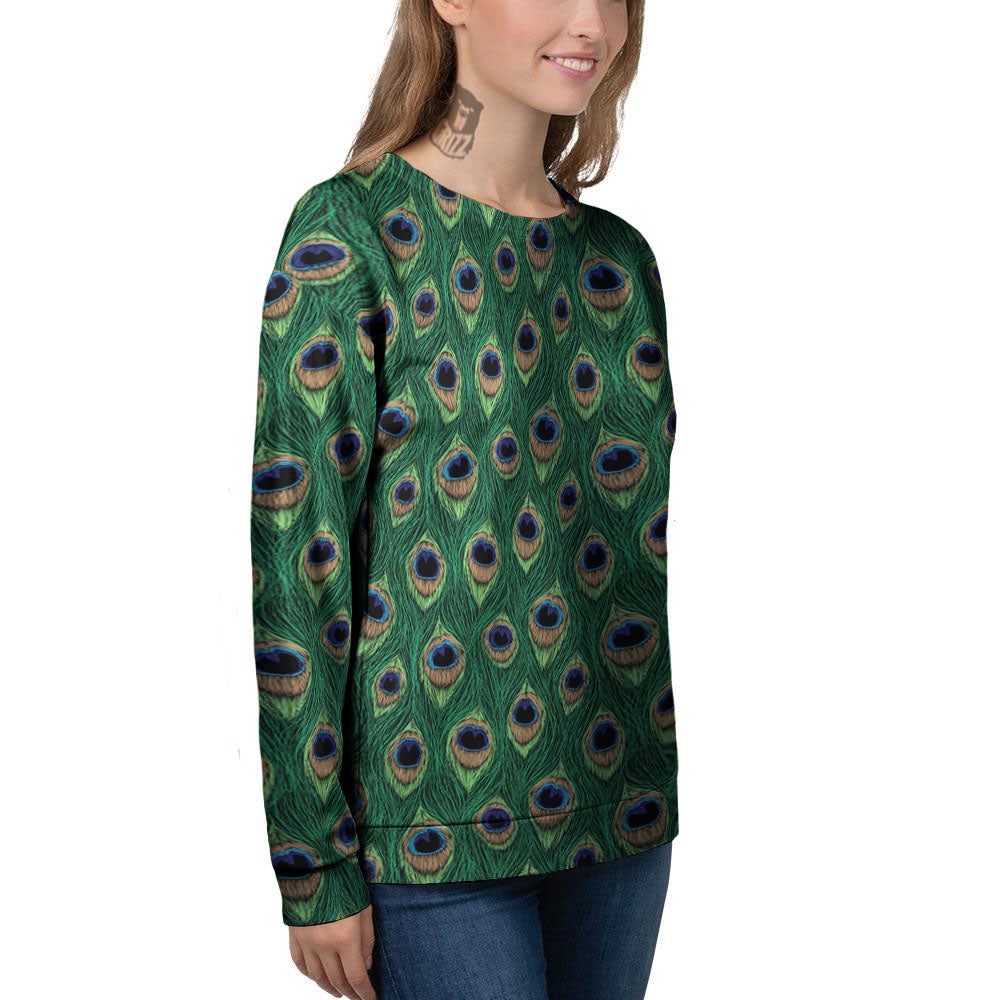 Peacock Tail Print Women's Sweatshirt-grizzshop
