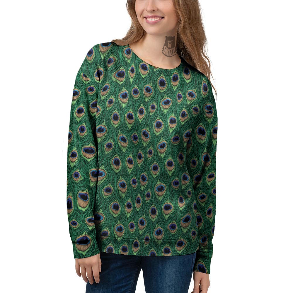Peacock Tail Print Women's Sweatshirt-grizzshop