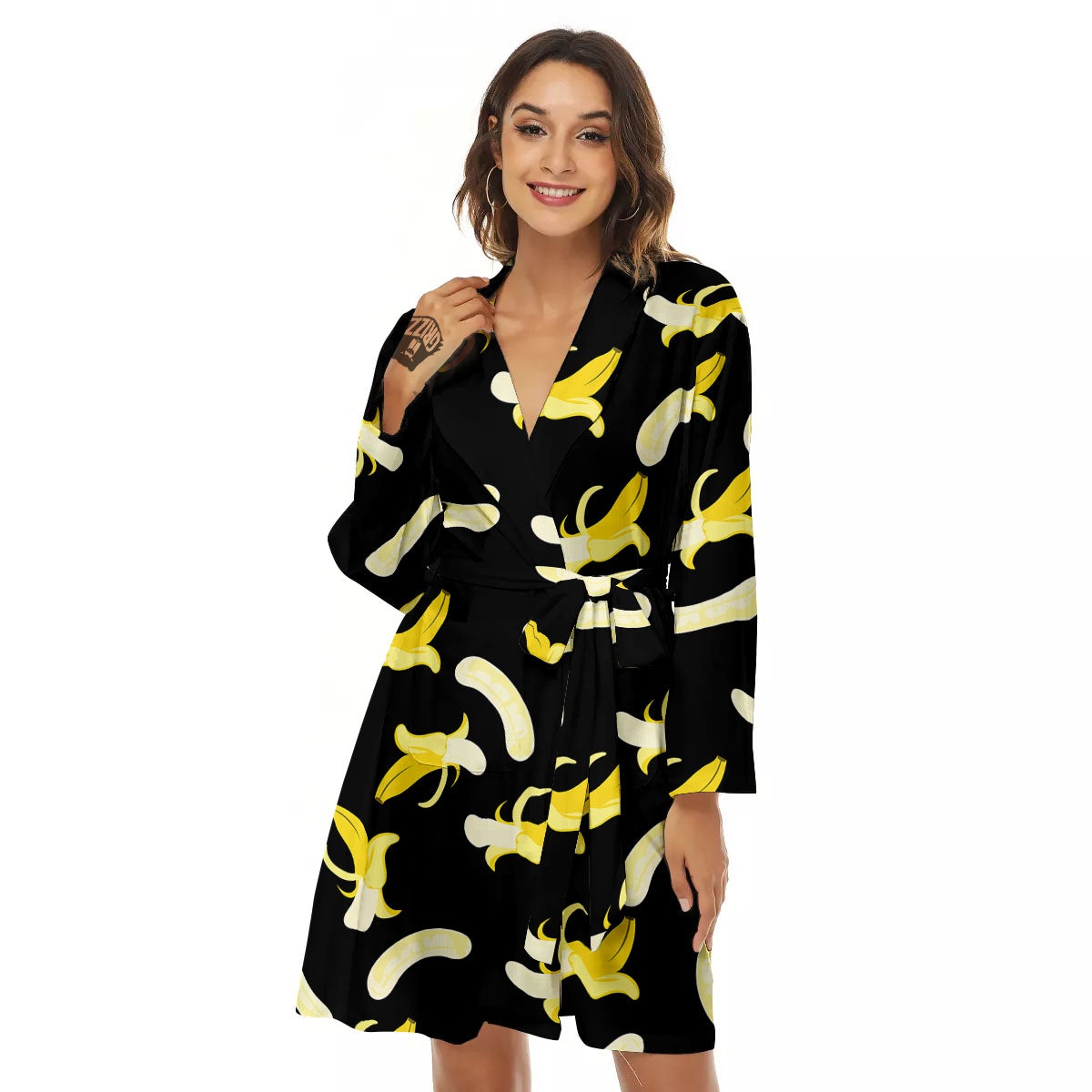 Peeled Banana Print Pattern Women's Robe-grizzshop