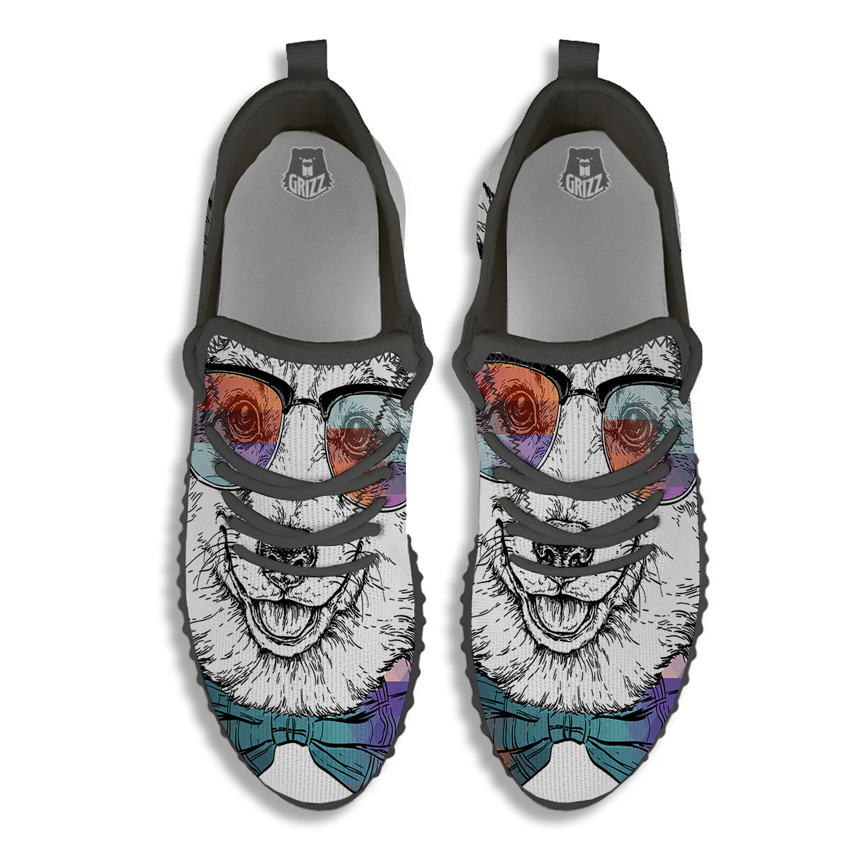 Pembroke Welsh Corgi Hipster Print Black Walking Shoes-grizzshop