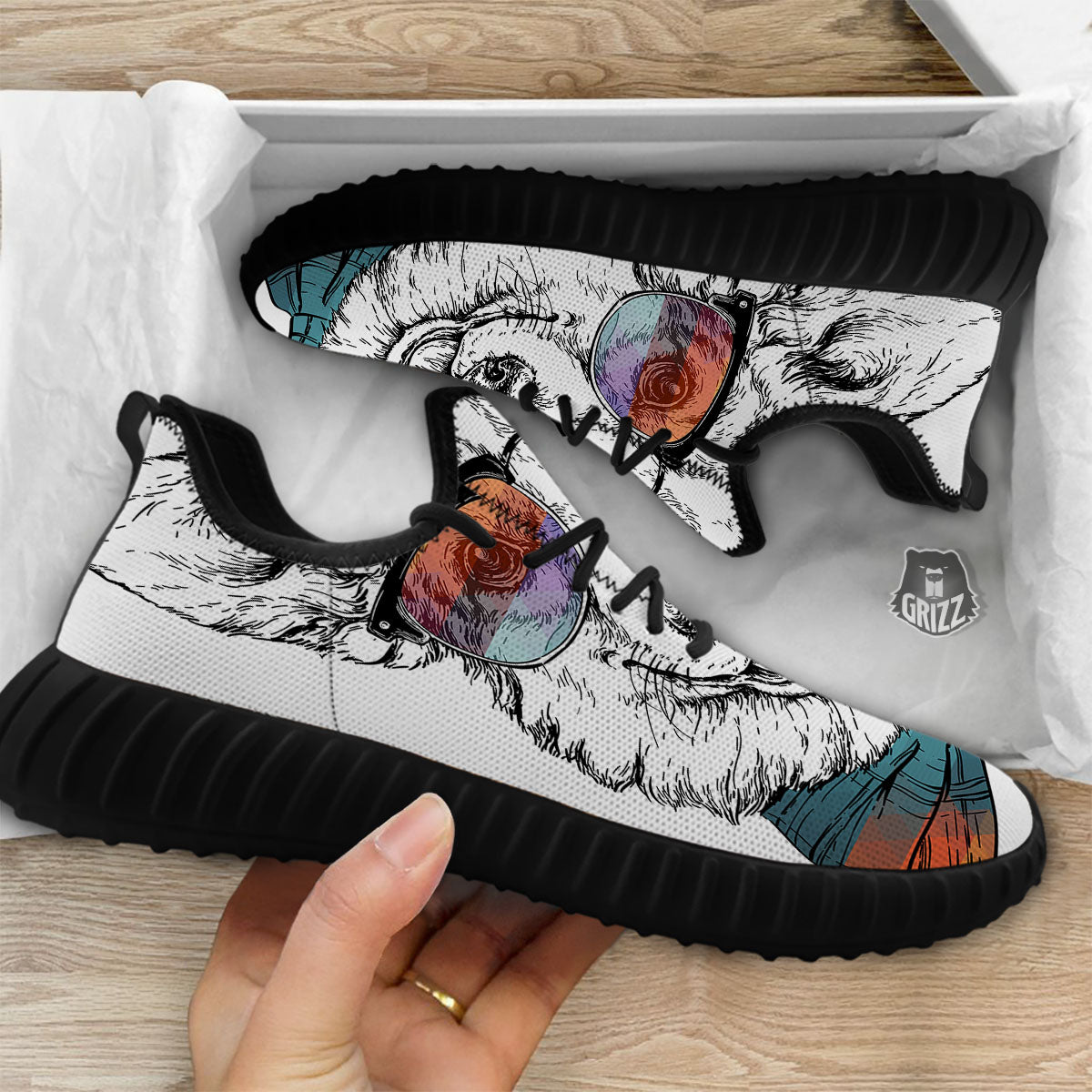 Pembroke Welsh Corgi Hipster Print Black Walking Shoes-grizzshop