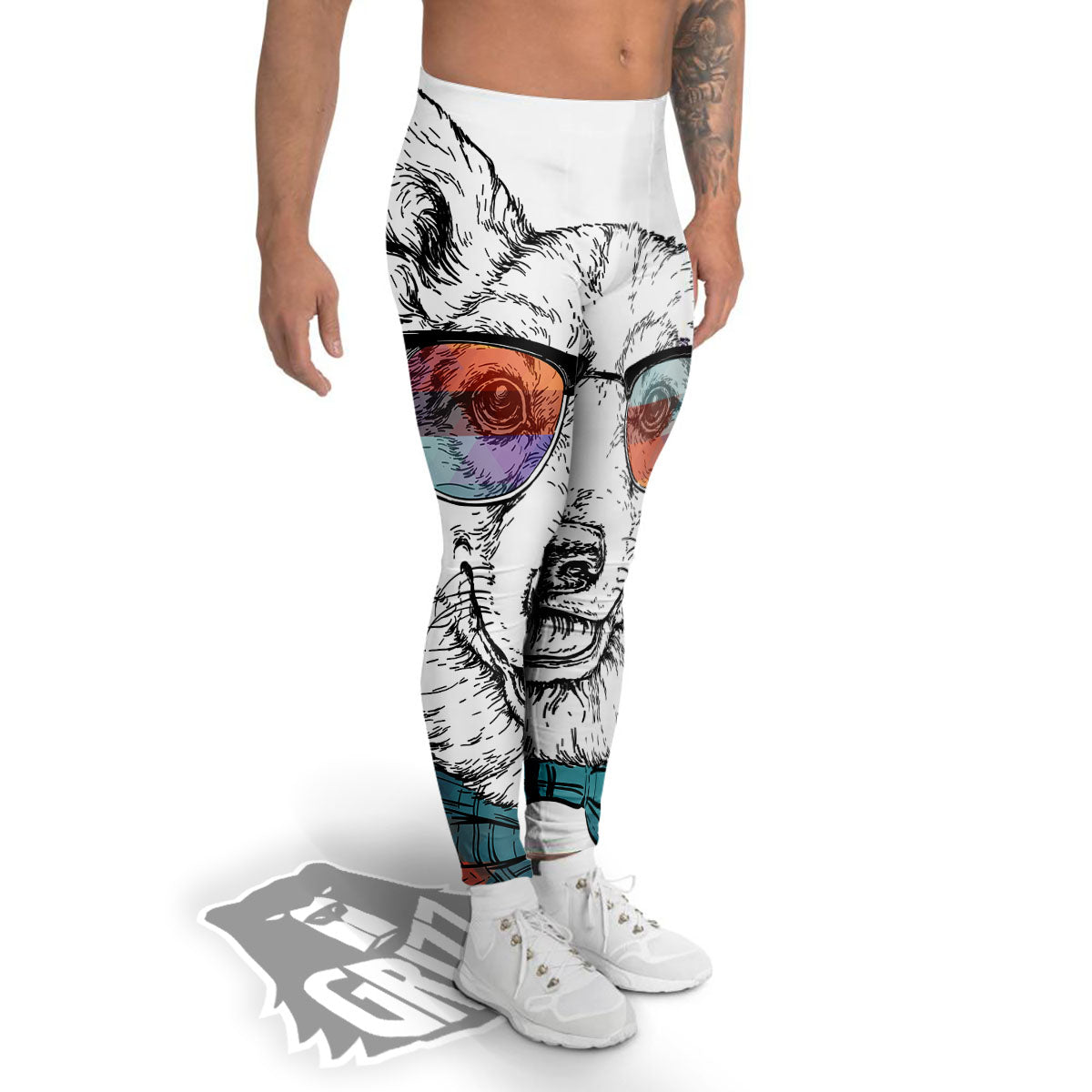 Pembroke Welsh Corgi Hipster Print Men's Leggings-grizzshop