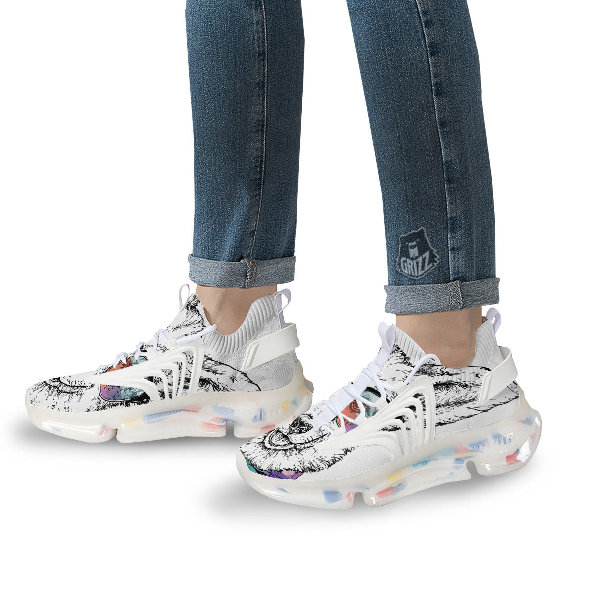 Pembroke Welsh Corgi Hipster Print White Gym Shoes-grizzshop