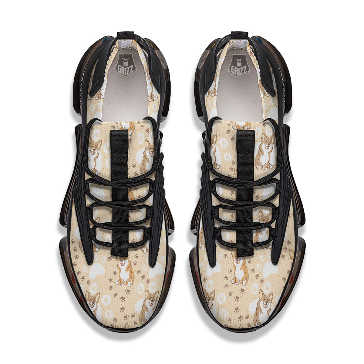 Pembroke Welsh Corgi Print Pattern Black Gym Shoes-grizzshop
