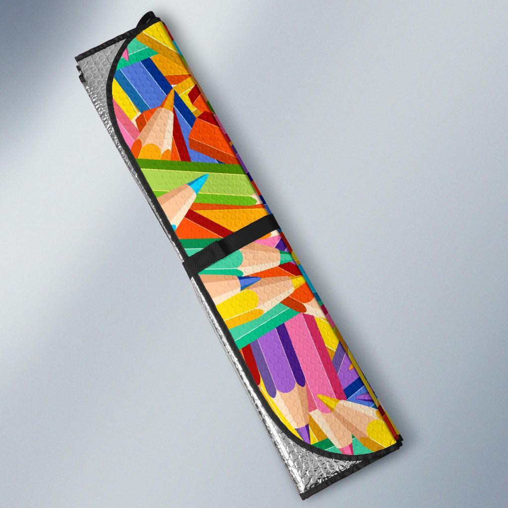 Pencil Colorful Pattern Print Car Sun Shade-grizzshop