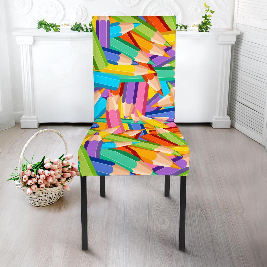 Pencil Colorful Pattern Print Chair Cover-grizzshop