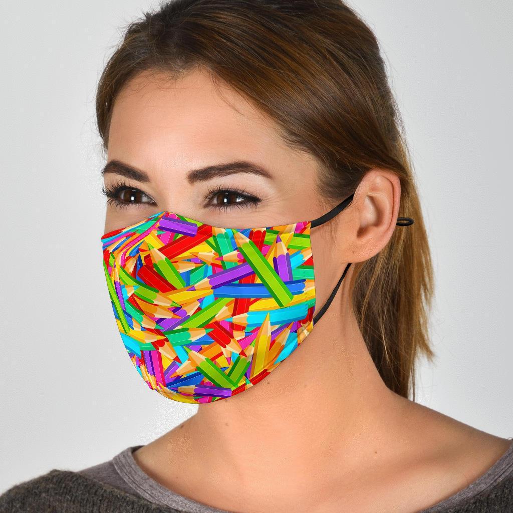 Pencil Colorful Pattern Print Face Mask-grizzshop