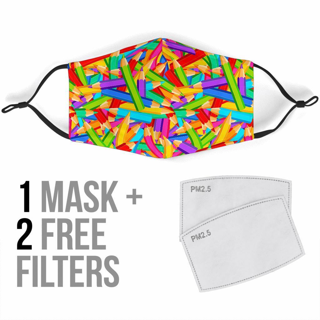 Pencil Colorful Pattern Print Face Mask-grizzshop