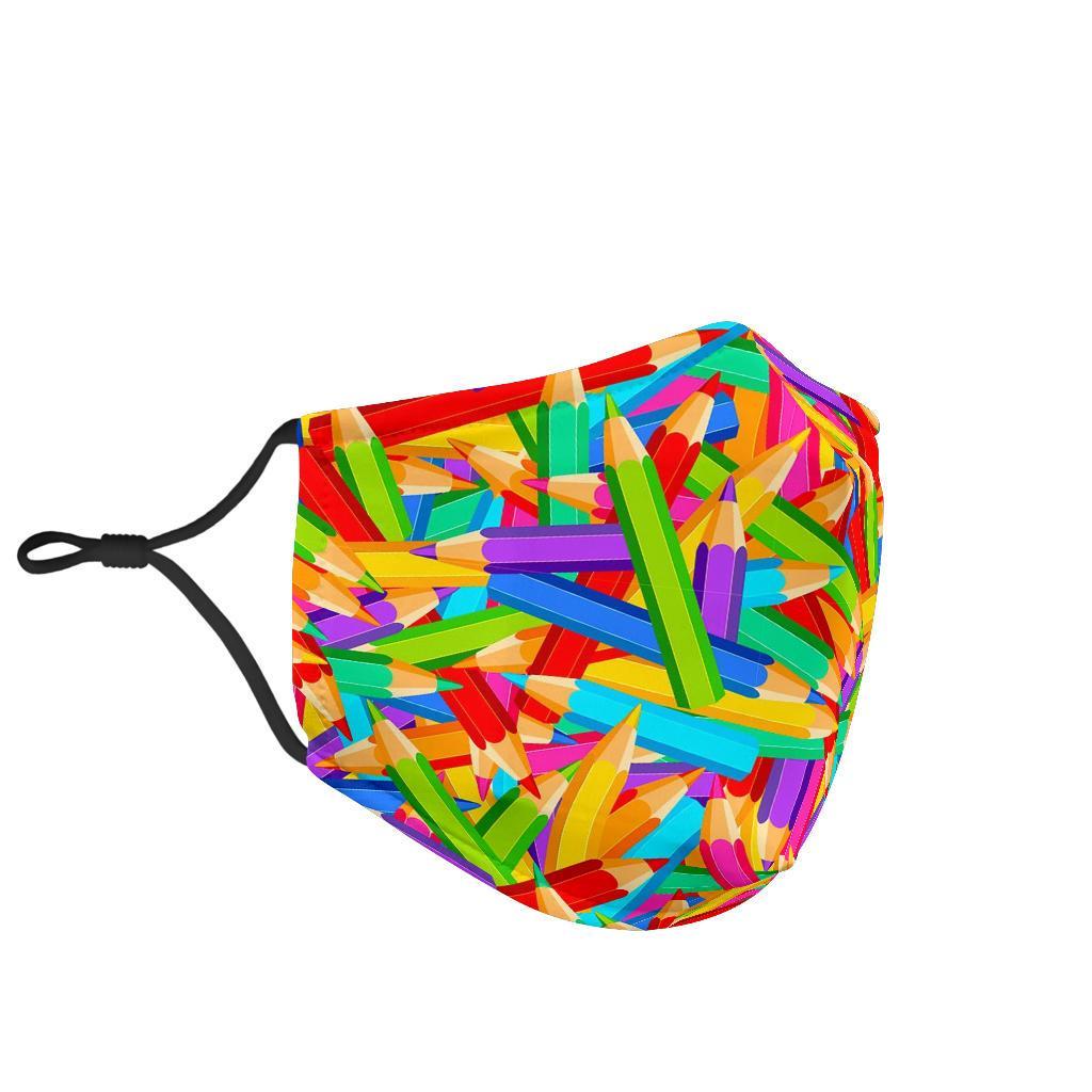 Pencil Colorful Pattern Print Face Mask-grizzshop
