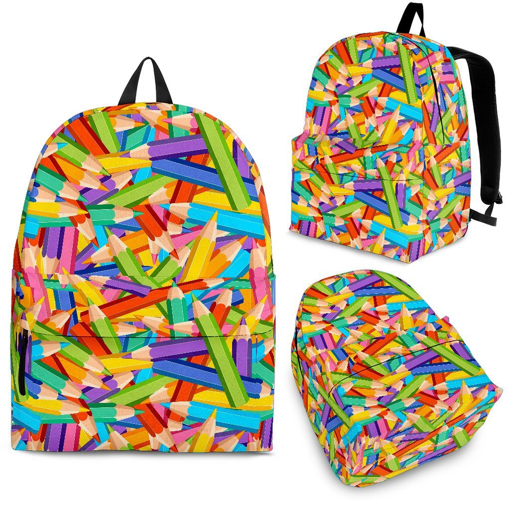 Pencil Colorful Pattern Print Premium Backpack-grizzshop
