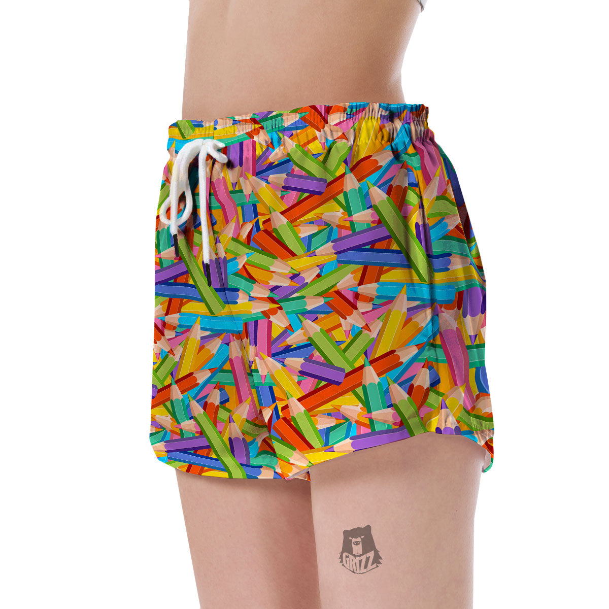 Pencil Colorful Pattern Print Women's Shorts-grizzshop