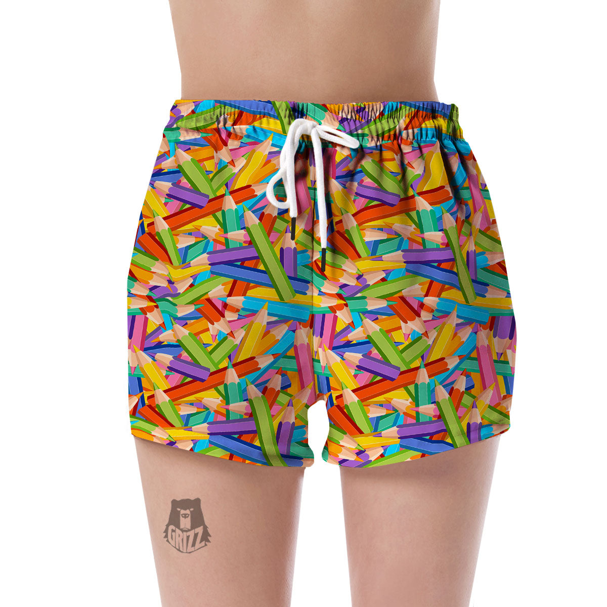 Pencil Colorful Pattern Print Women's Shorts-grizzshop