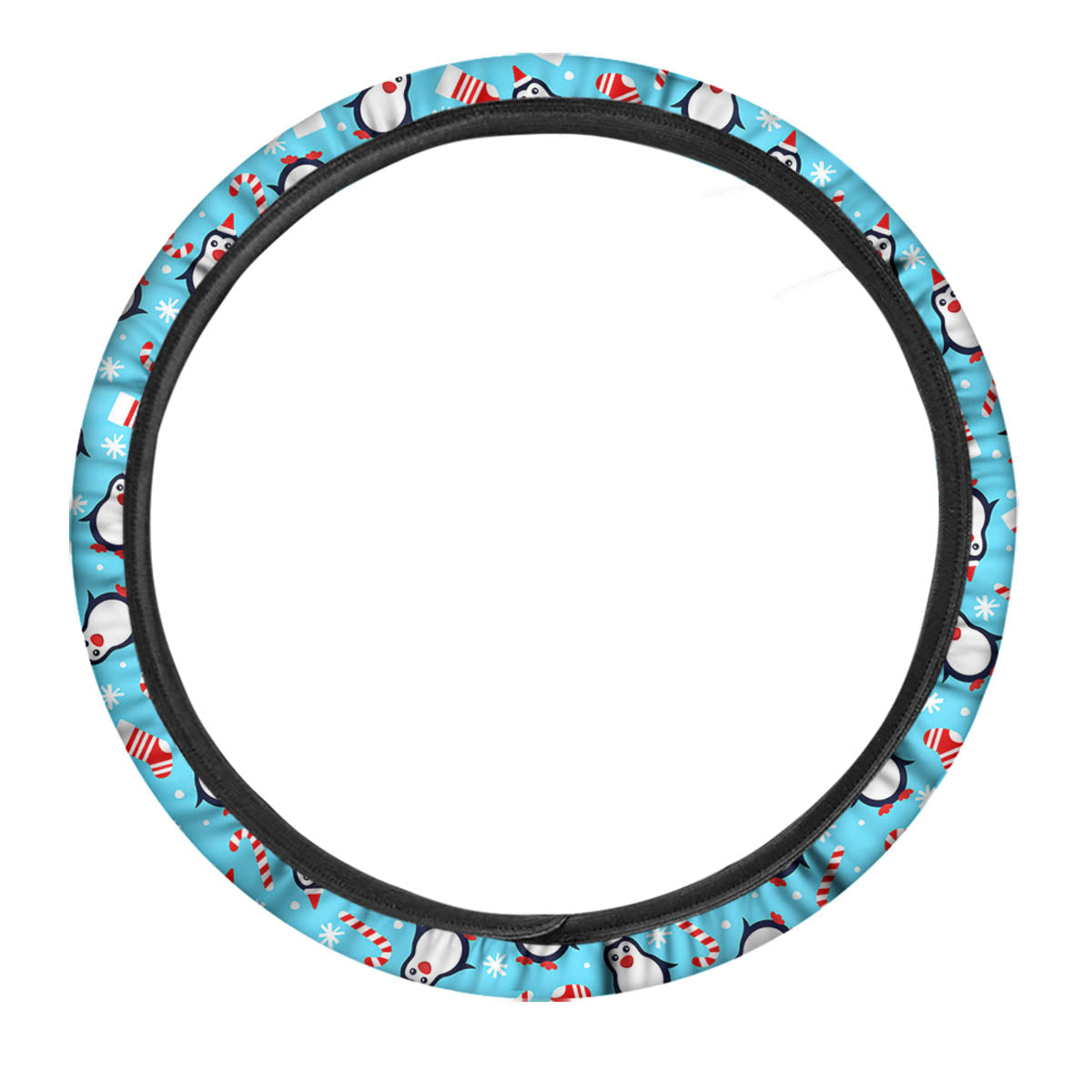 Penguin Christmas Santa Print Pattern Car Steering Wheel Cover-grizzshop