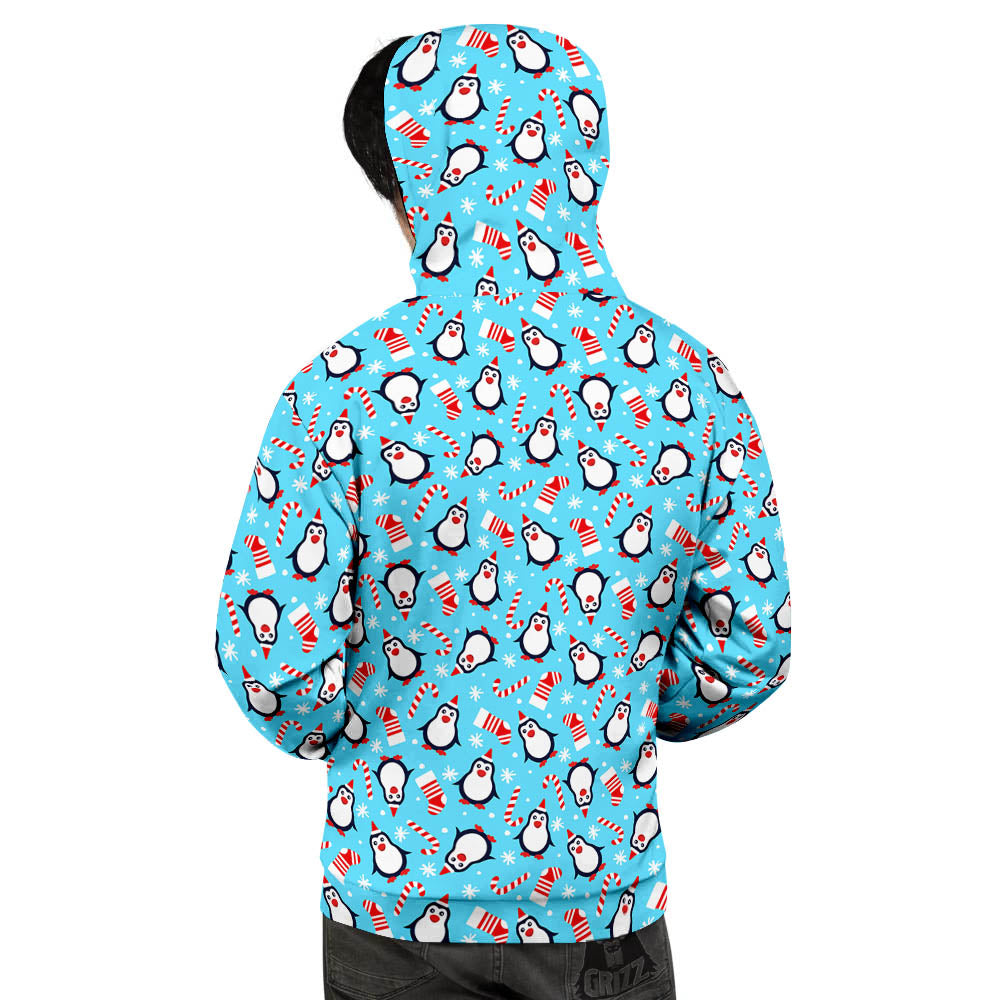 Penguin Christmas Santa Print Pattern Men's Hoodie-grizzshop
