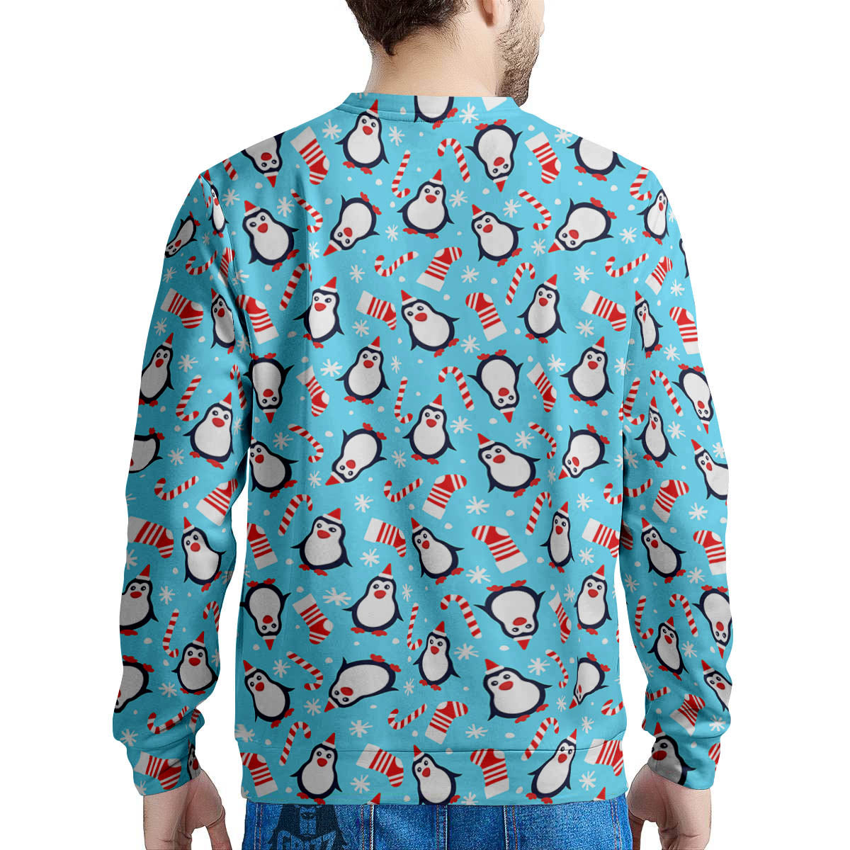 Penguin Christmas Santa Print Pattern Men's Sweatshirt-grizzshop