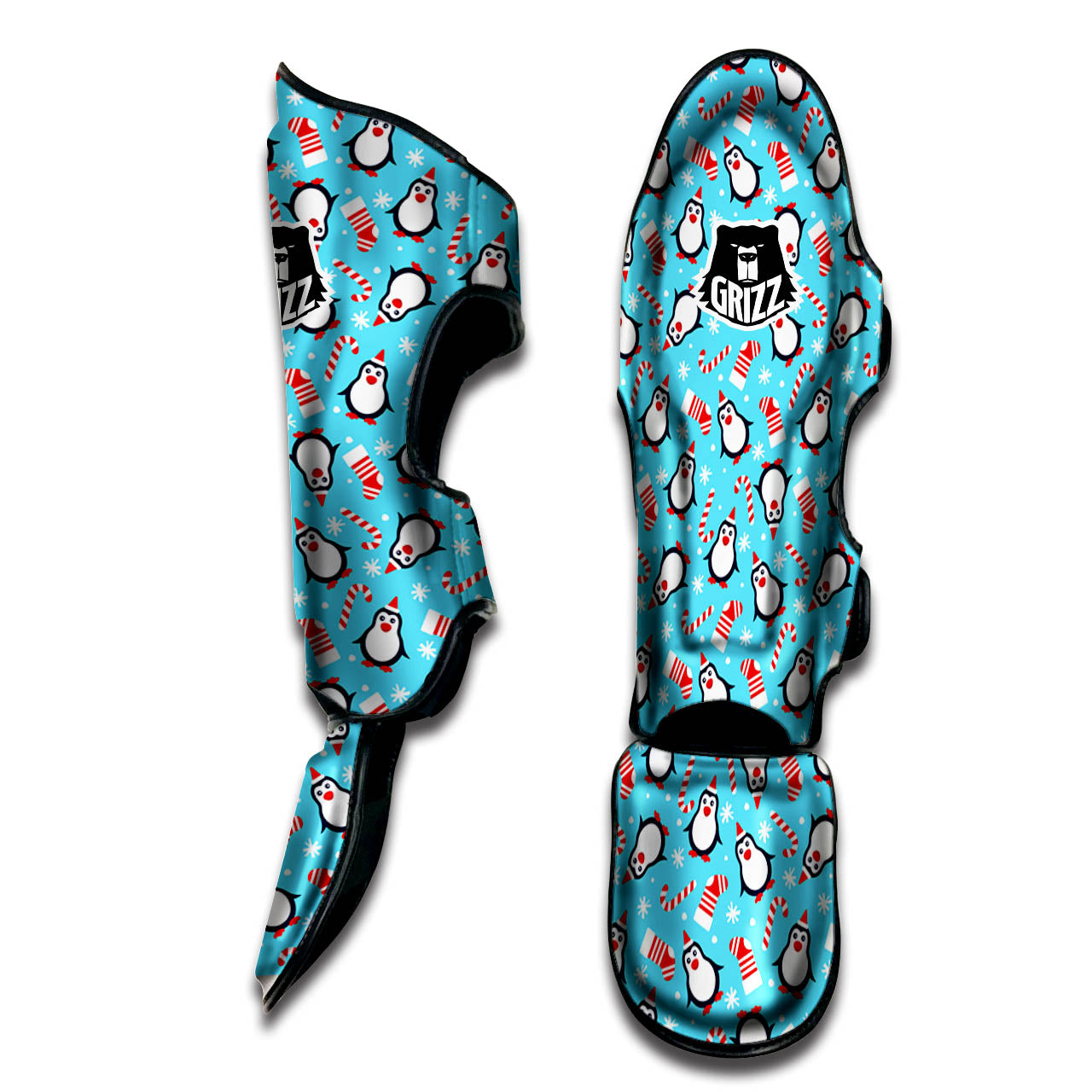 Penguin Christmas Santa Print Pattern Muay Thai Shin Guards-grizzshop