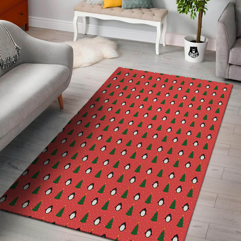Penguin Christmas Snowy Print Pattern Floor Mat-grizzshop