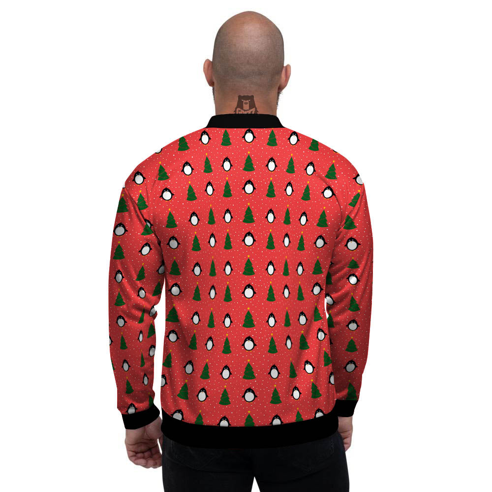 Penguin Christmas Snowy Print Pattern Men's Bomber Jacket-grizzshop