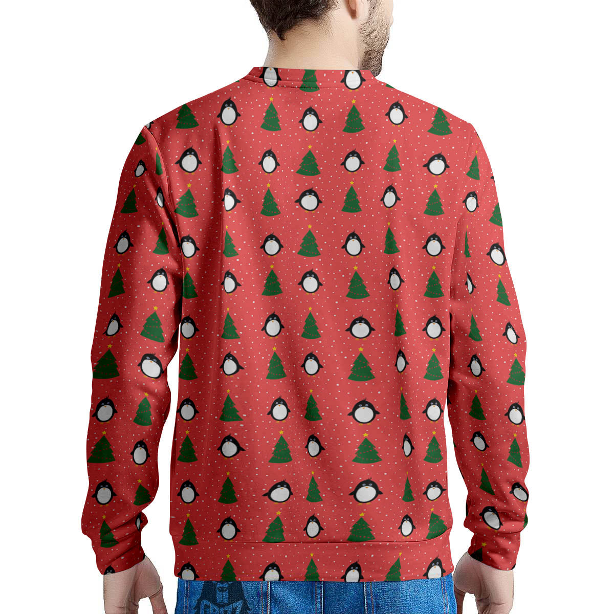 Penguin Christmas Snowy Print Pattern Men's Sweatshirt-grizzshop