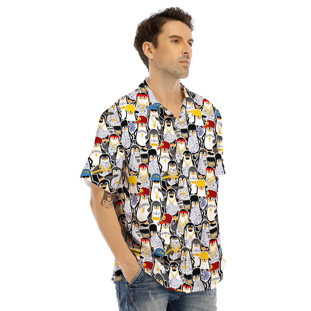Penguin Criminal Print Pattern Men's Hawaiian Shirt-grizzshop