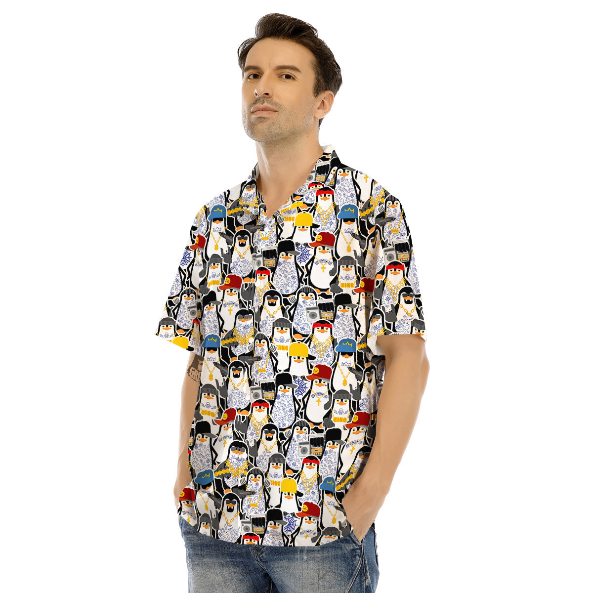 Penguin Criminal Print Pattern Men's Hawaiian Shirt-grizzshop