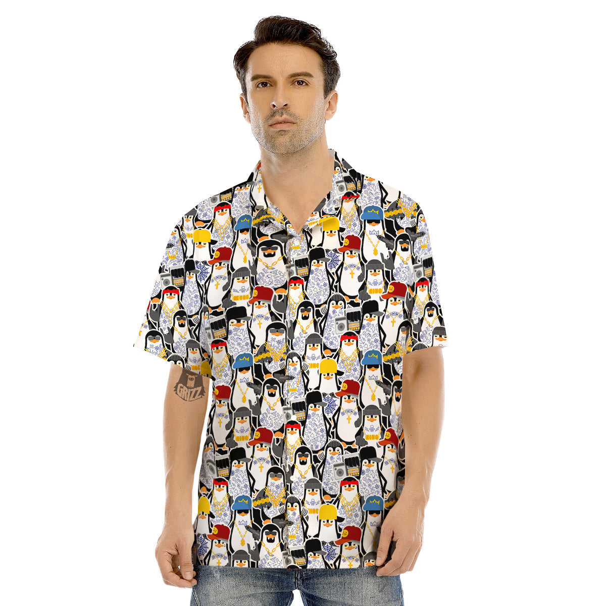 Penguin Criminal Print Pattern Men's Hawaiian Shirt-grizzshop