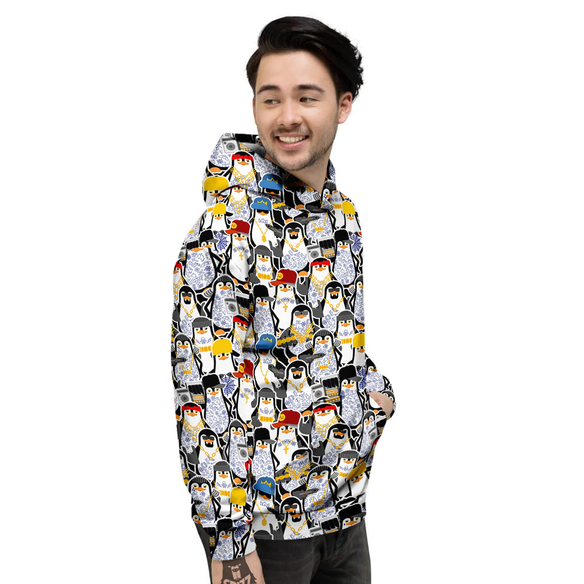 Penguin Criminal Print Pattern Men's Hoodie-grizzshop