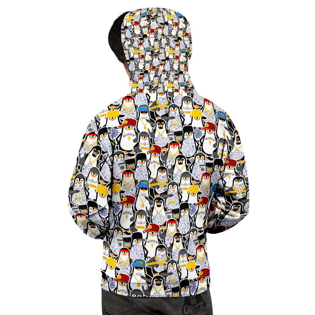 Penguin Criminal Print Pattern Men's Hoodie-grizzshop