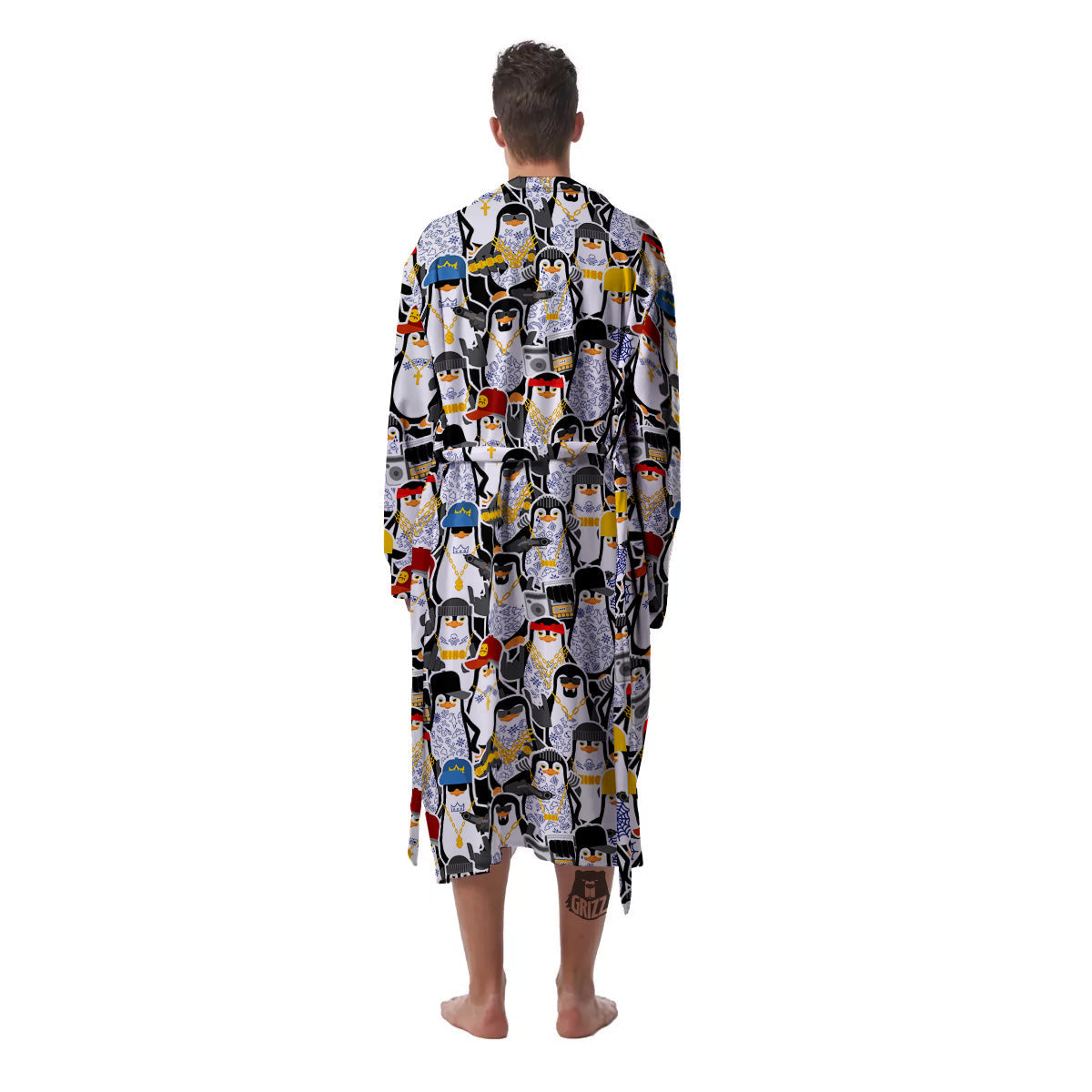 Penguin Criminal Print Pattern Men's Robe-grizzshop