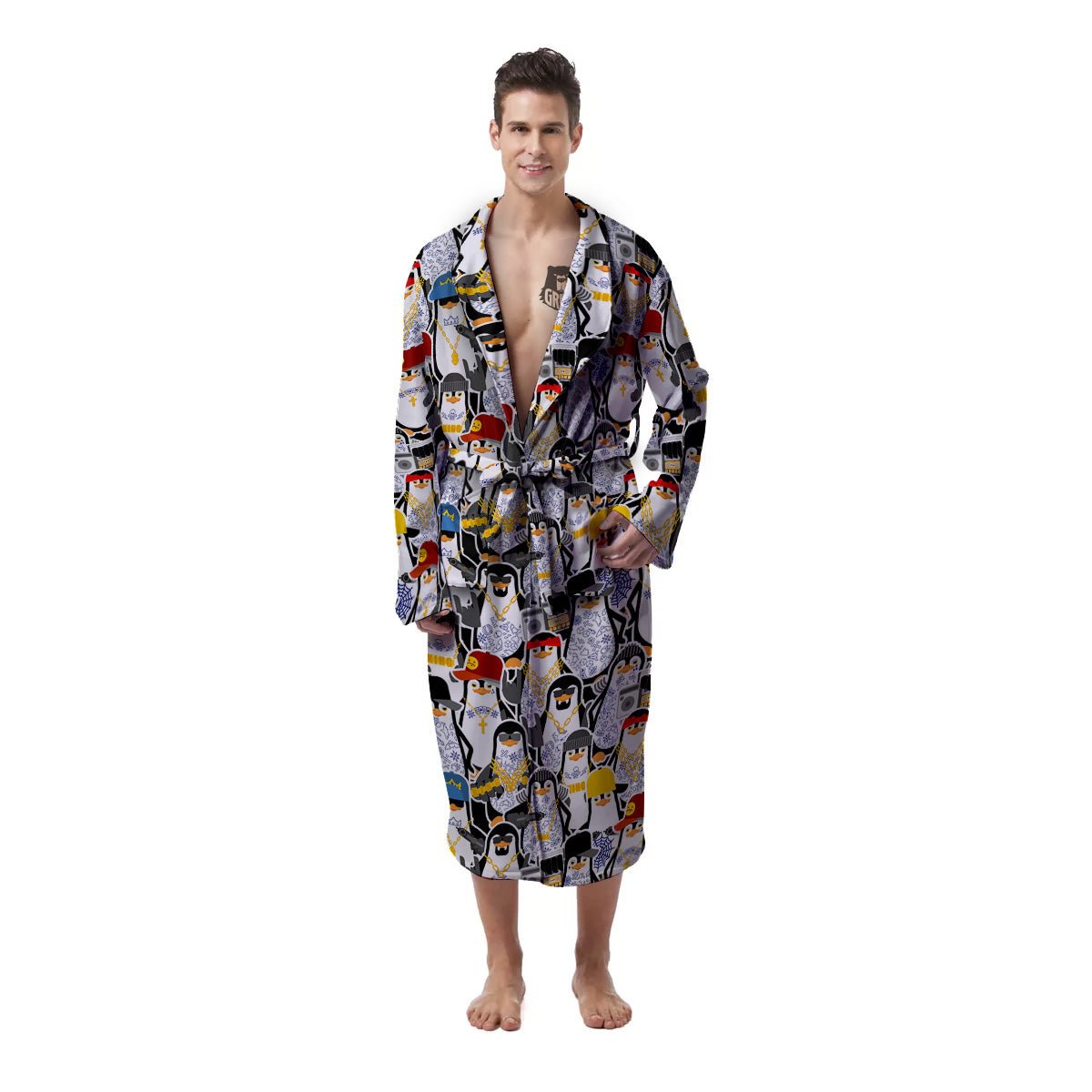 Penguin Criminal Print Pattern Men's Robe-grizzshop