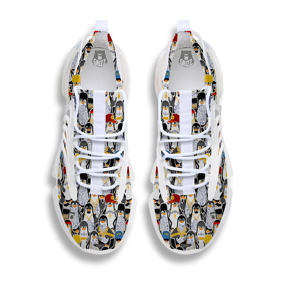 Penguin Criminal Print Pattern White Gym Shoes-grizzshop