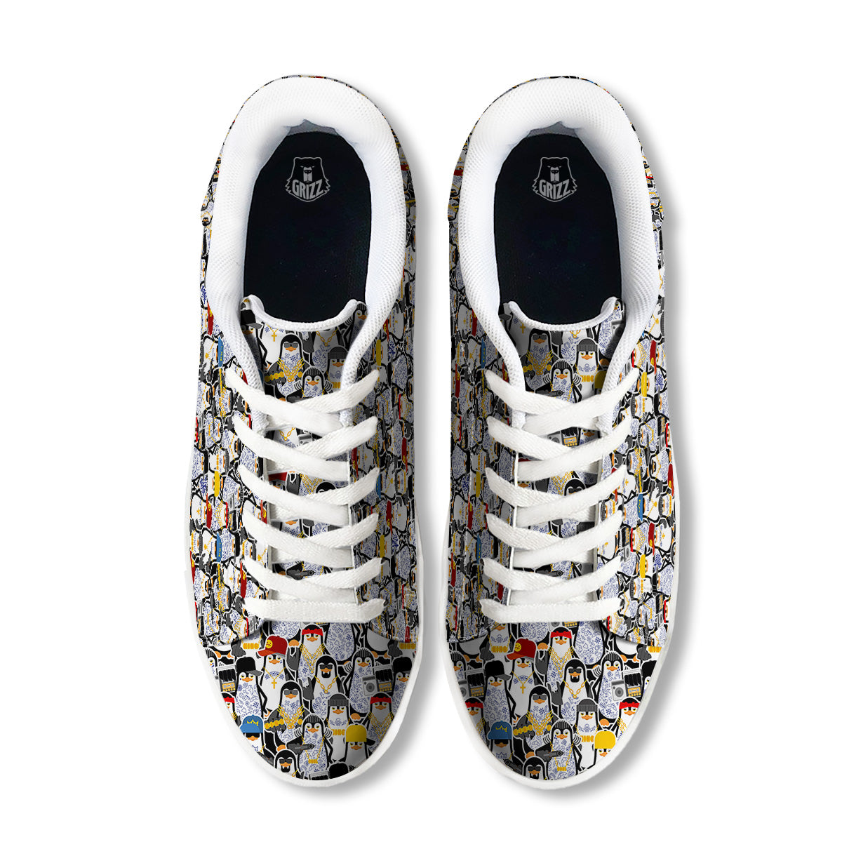 Penguin Criminal Print Pattern White Low Top Sneakers-grizzshop