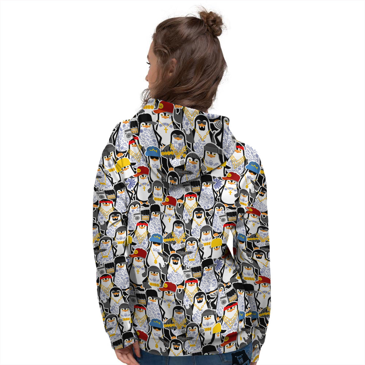 Penguin Criminal Print Pattern Women's Hoodie-grizzshop