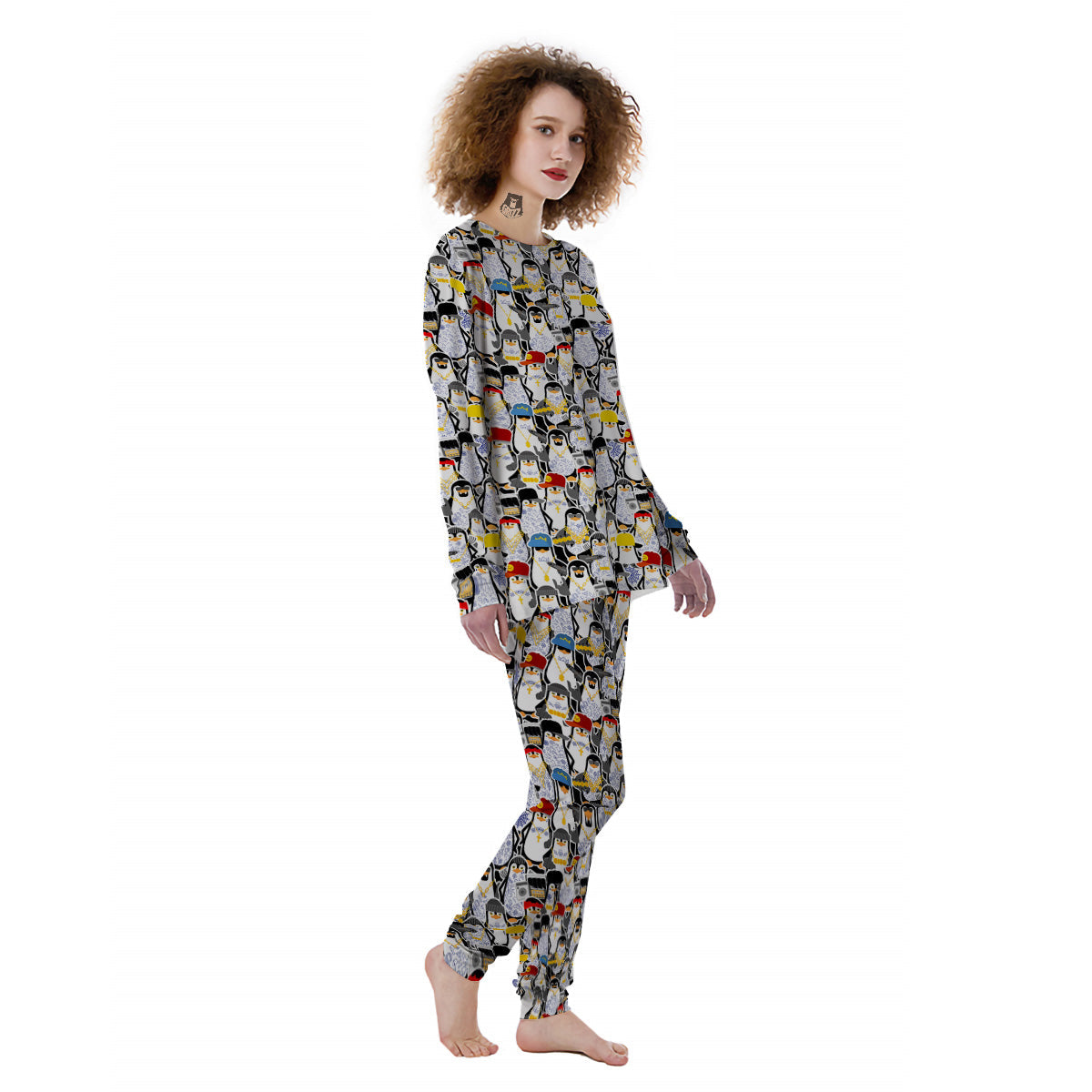 Penguin Criminal Print Pattern Women's Pajamas-grizzshop