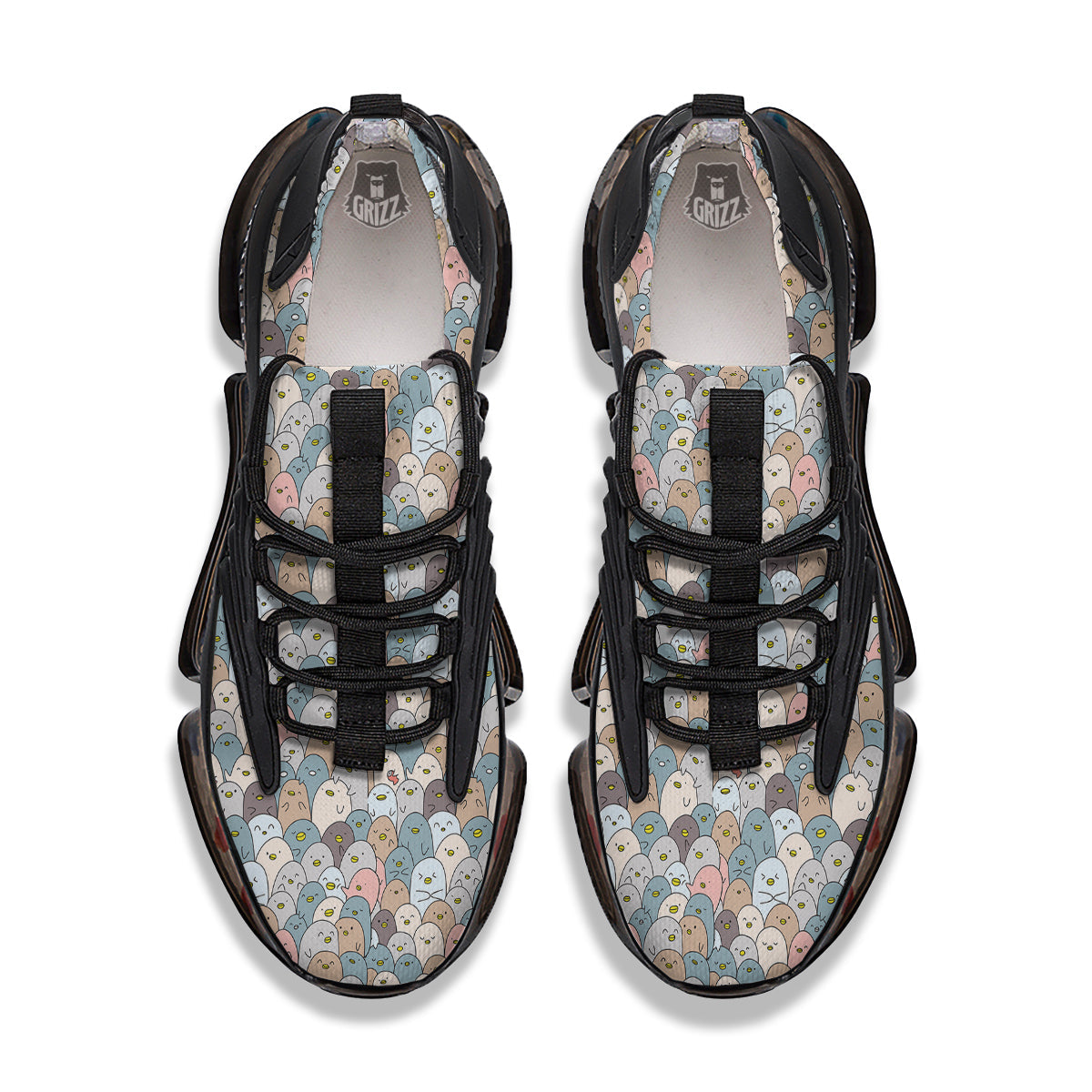 Penguin Cute Colorful Print Pattern Black Gym Shoes-grizzshop