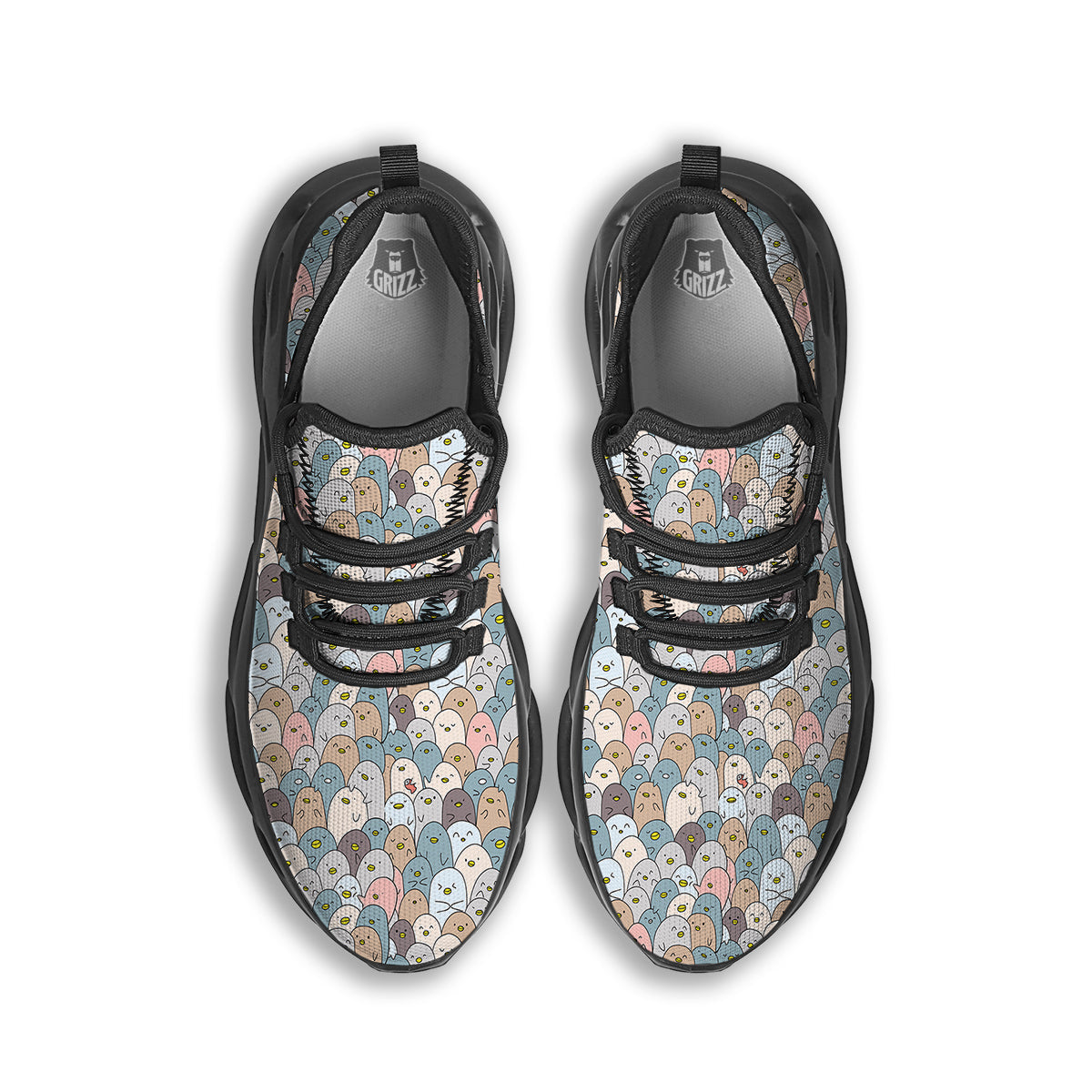 Penguin Cute Colorful Print Pattern Black Running Shoes-grizzshop