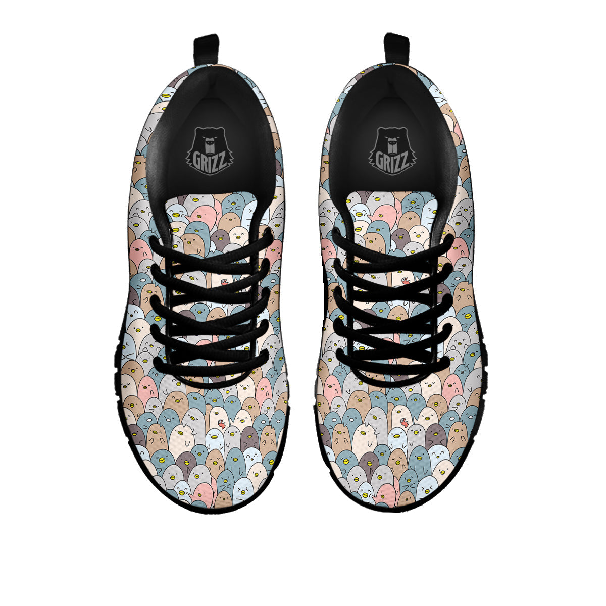 Penguin Cute Colorful Print Pattern Black Sneaker-grizzshop