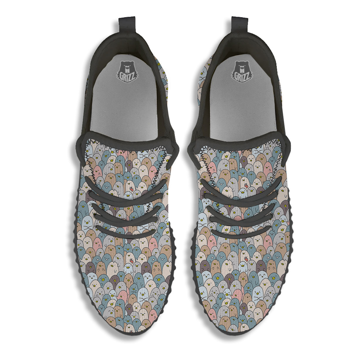 Penguin Cute Colorful Print Pattern Black Walking Shoes-grizzshop
