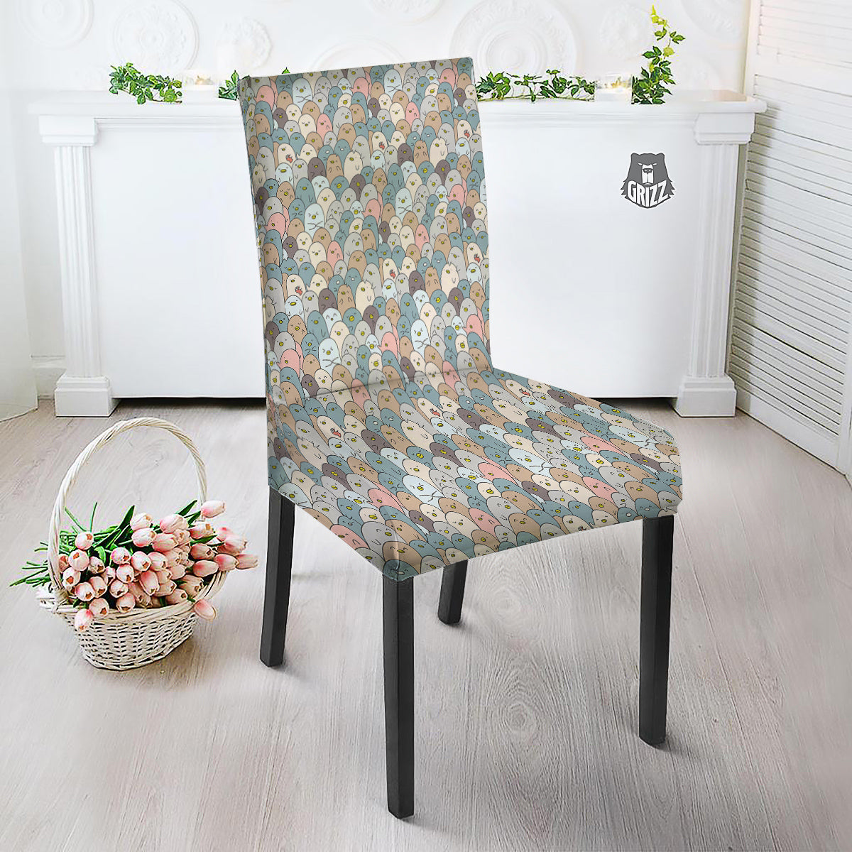 Penguin Cute Colorful Print Pattern Dining Chair Slipcover-grizzshop