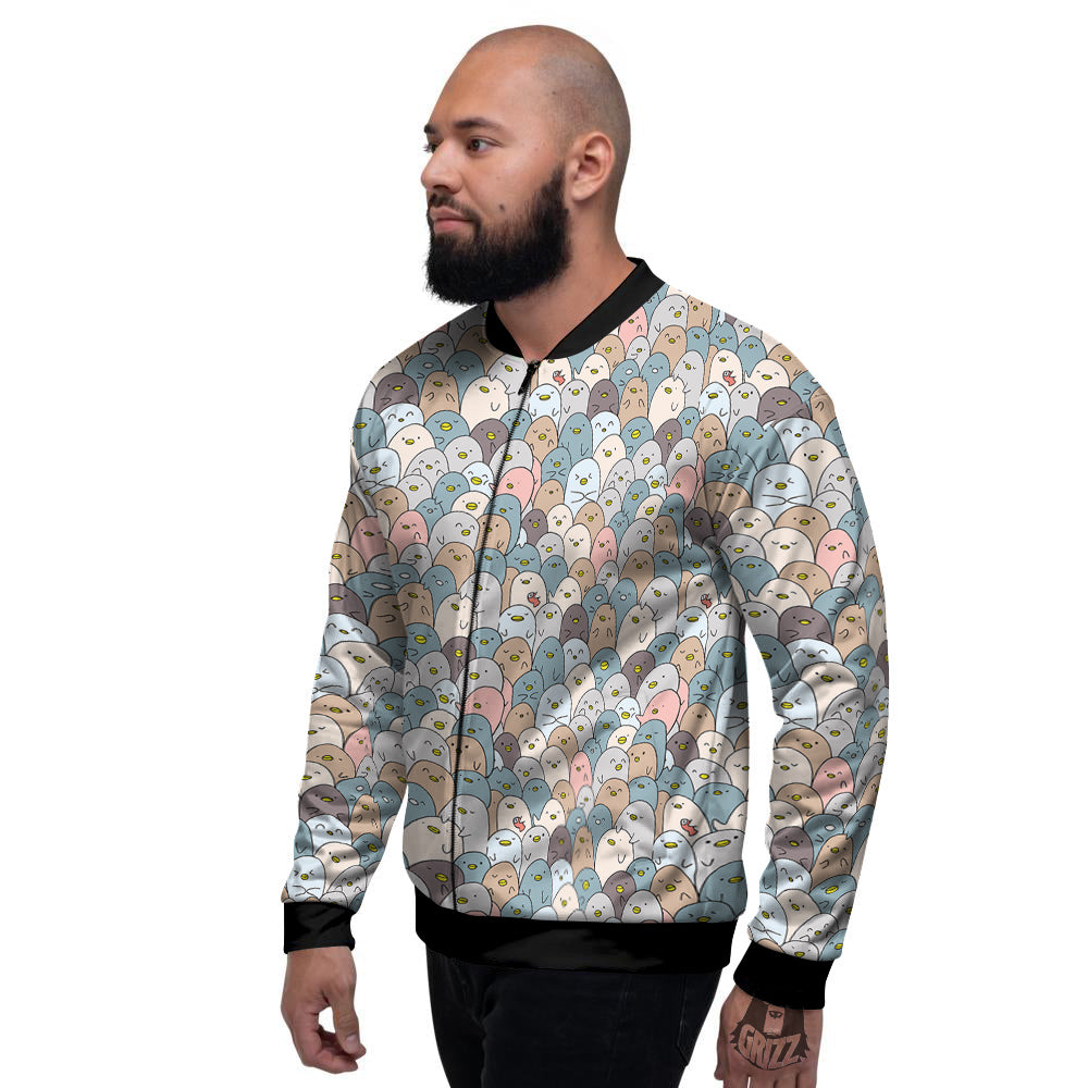 Penguin Cute Colorful Print Pattern Men's Bomber Jacket-grizzshop