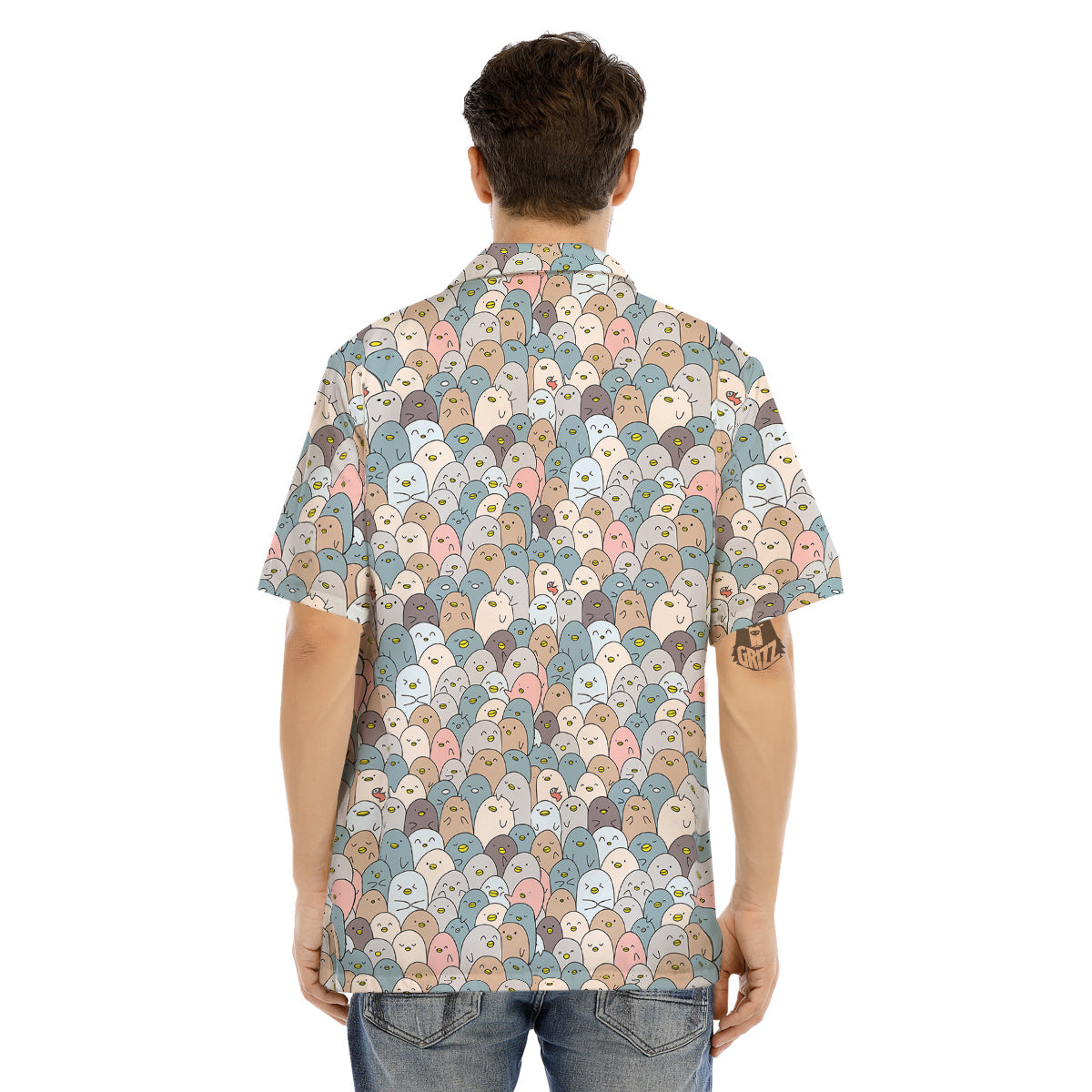 Penguin Cute Colorful Print Pattern Men's Hawaiian Shirt-grizzshop