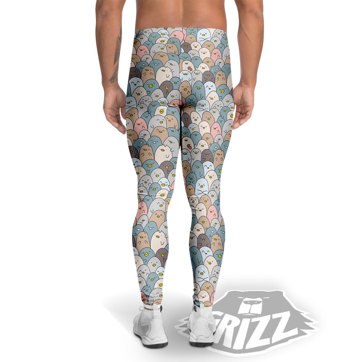 Penguin Cute Colorful Print Pattern Men's Leggings-grizzshop