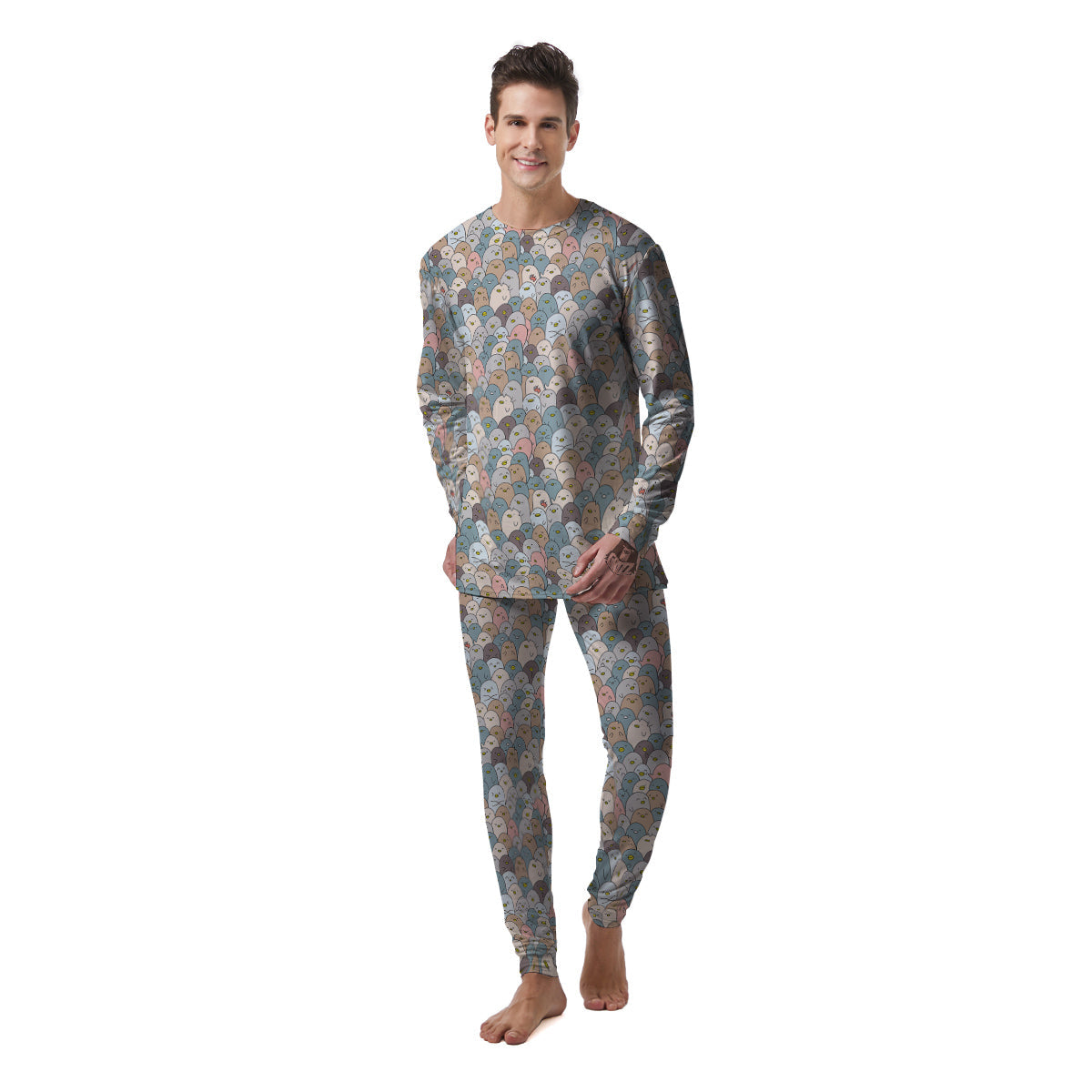 Penguin Cute Colorful Print Pattern Men's Pajamas-grizzshop