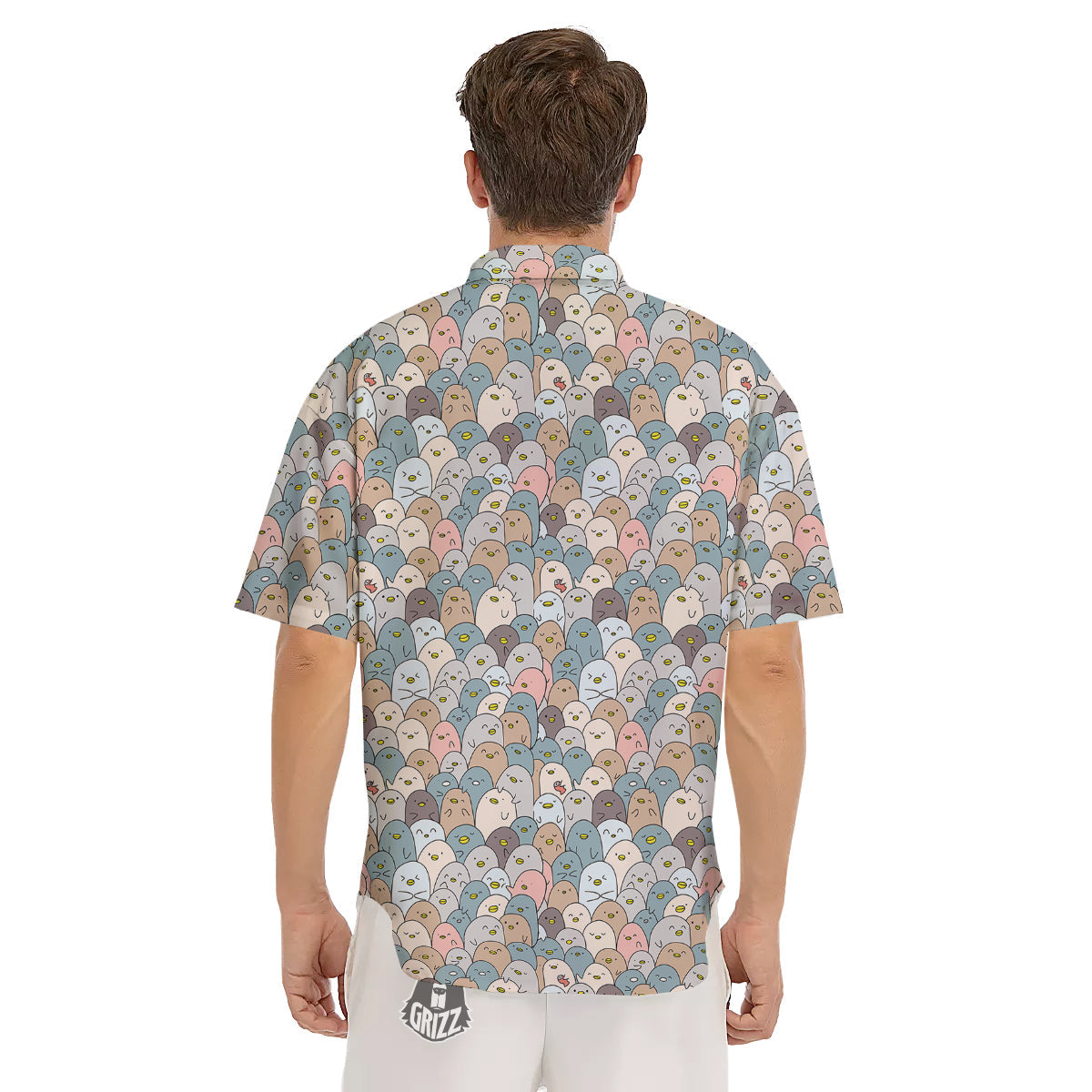 Penguin Cute Colorful Print Pattern Men's Short Sleeve Shirts-grizzshop