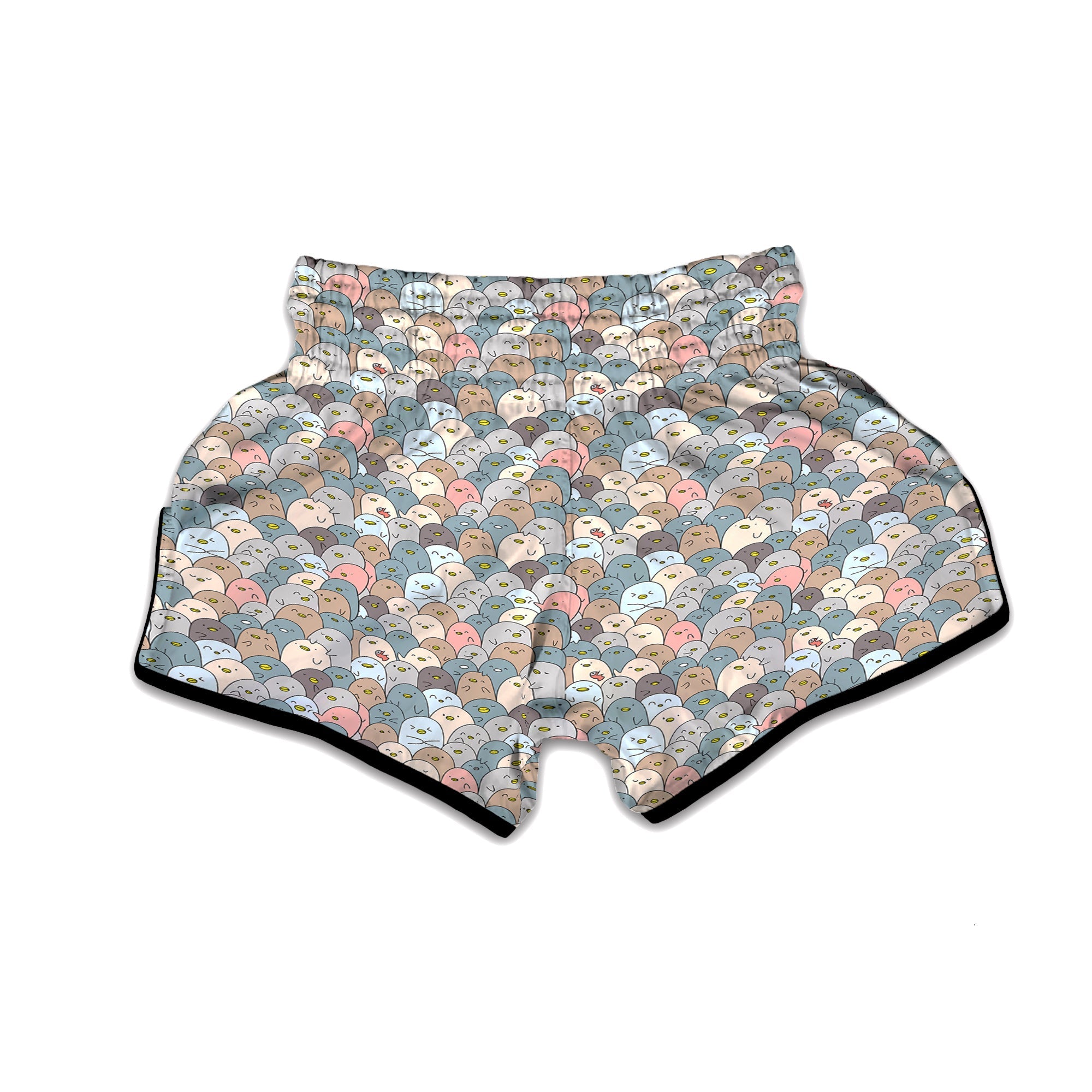 Penguin Cute Colorful Print Pattern Muay Thai Boxing Shorts-grizzshop