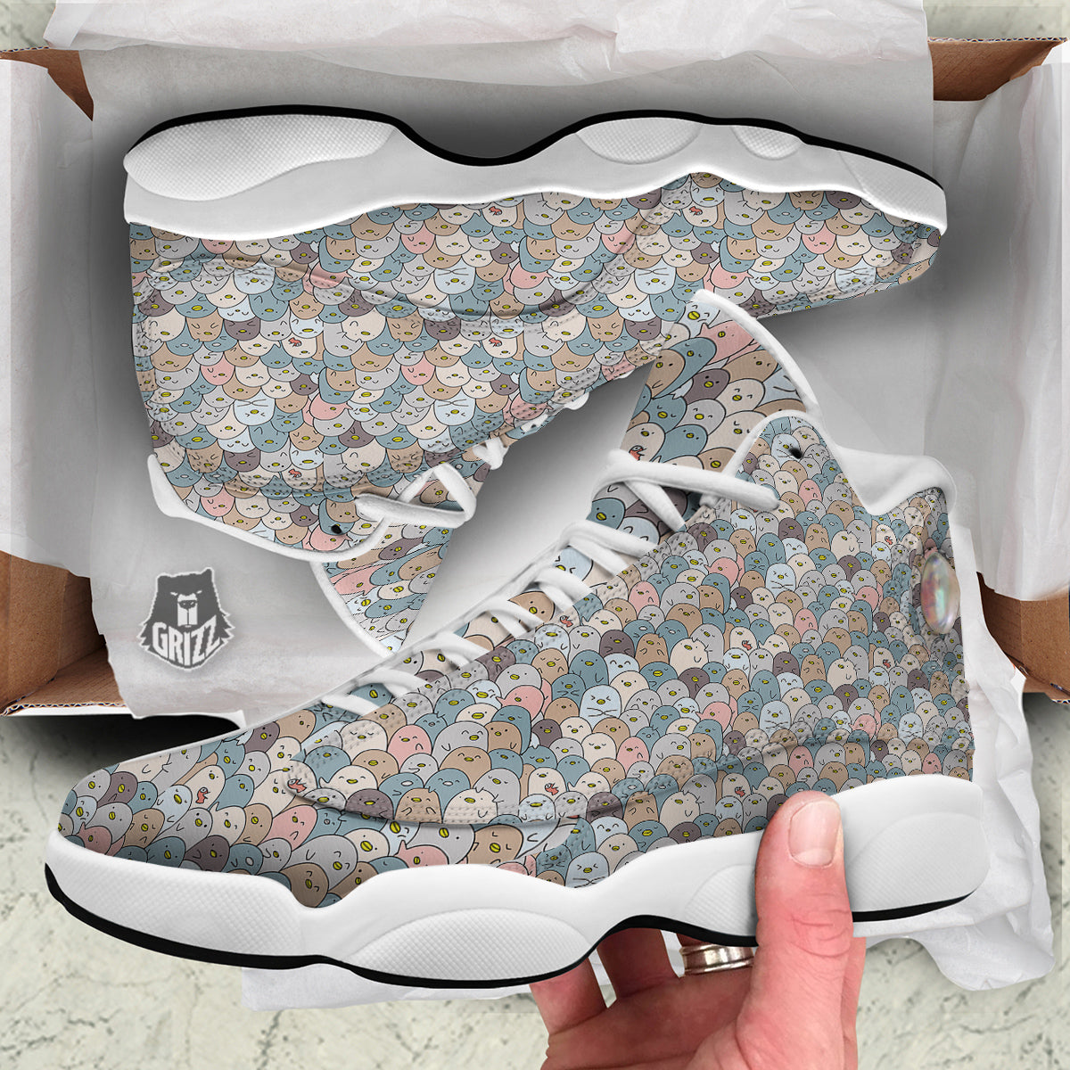 Penguin Cute Colorful Print Pattern White Basketball Shoes-grizzshop
