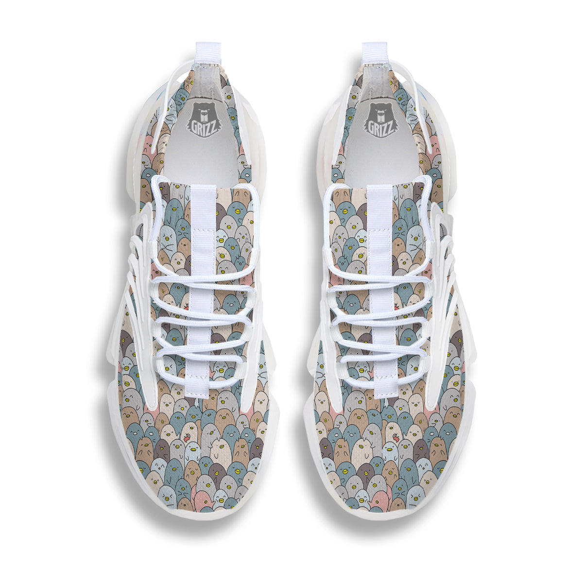 Penguin Cute Colorful Print Pattern White Gym Shoes-grizzshop