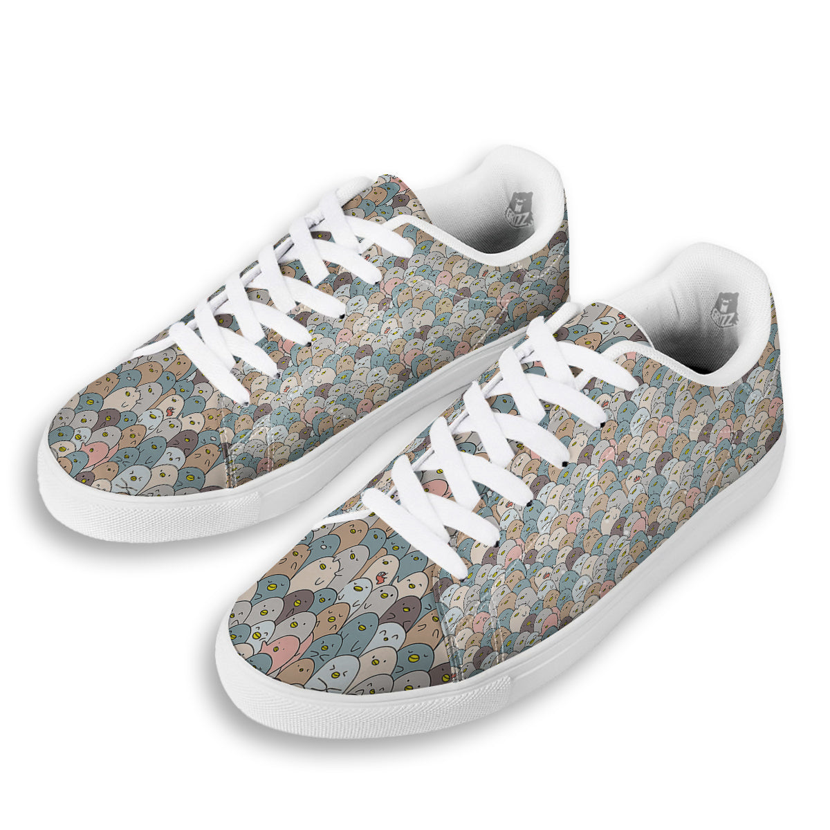 Penguin Cute Colorful Print Pattern White Low Top Sneakers-grizzshop