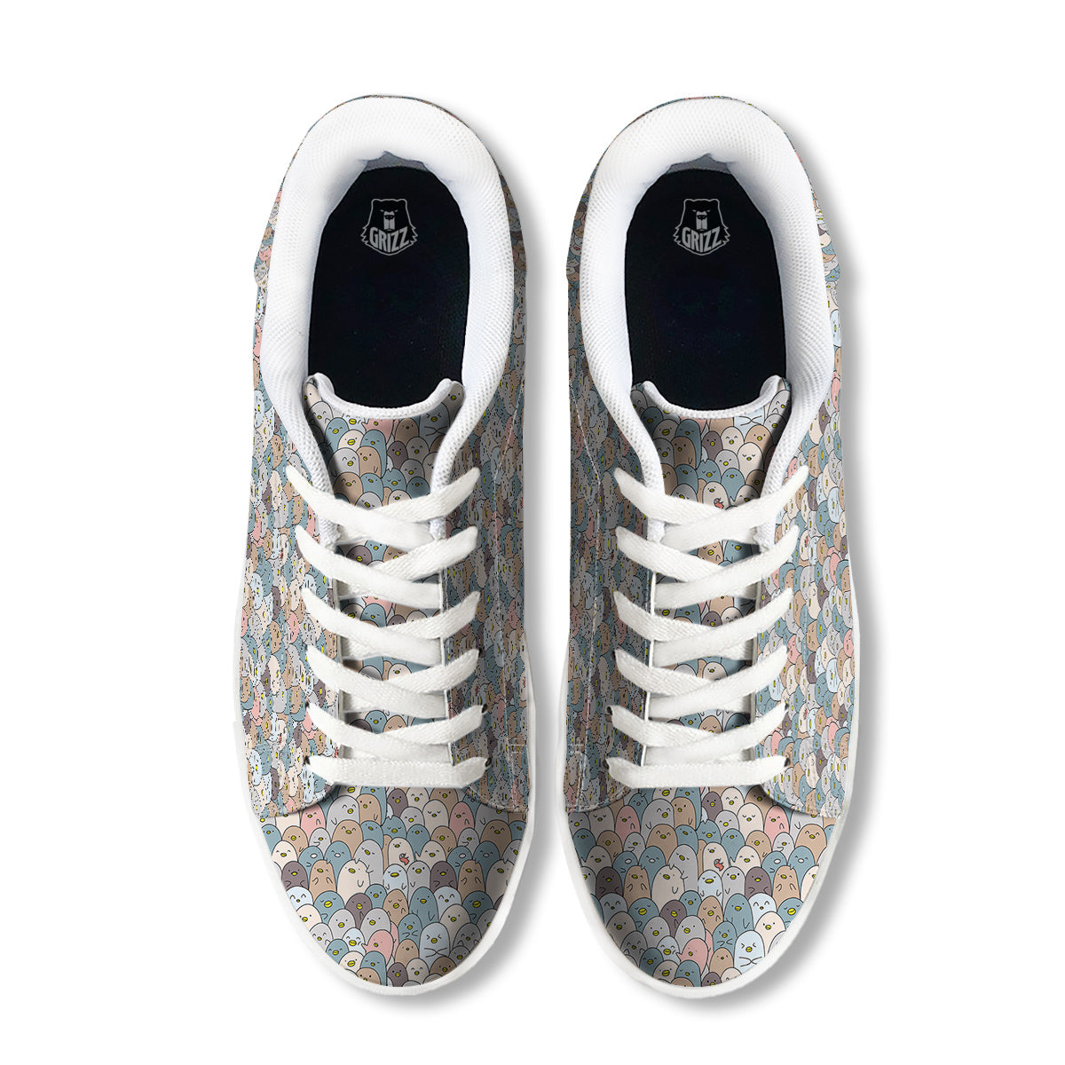 Penguin Cute Colorful Print Pattern White Low Top Sneakers-grizzshop