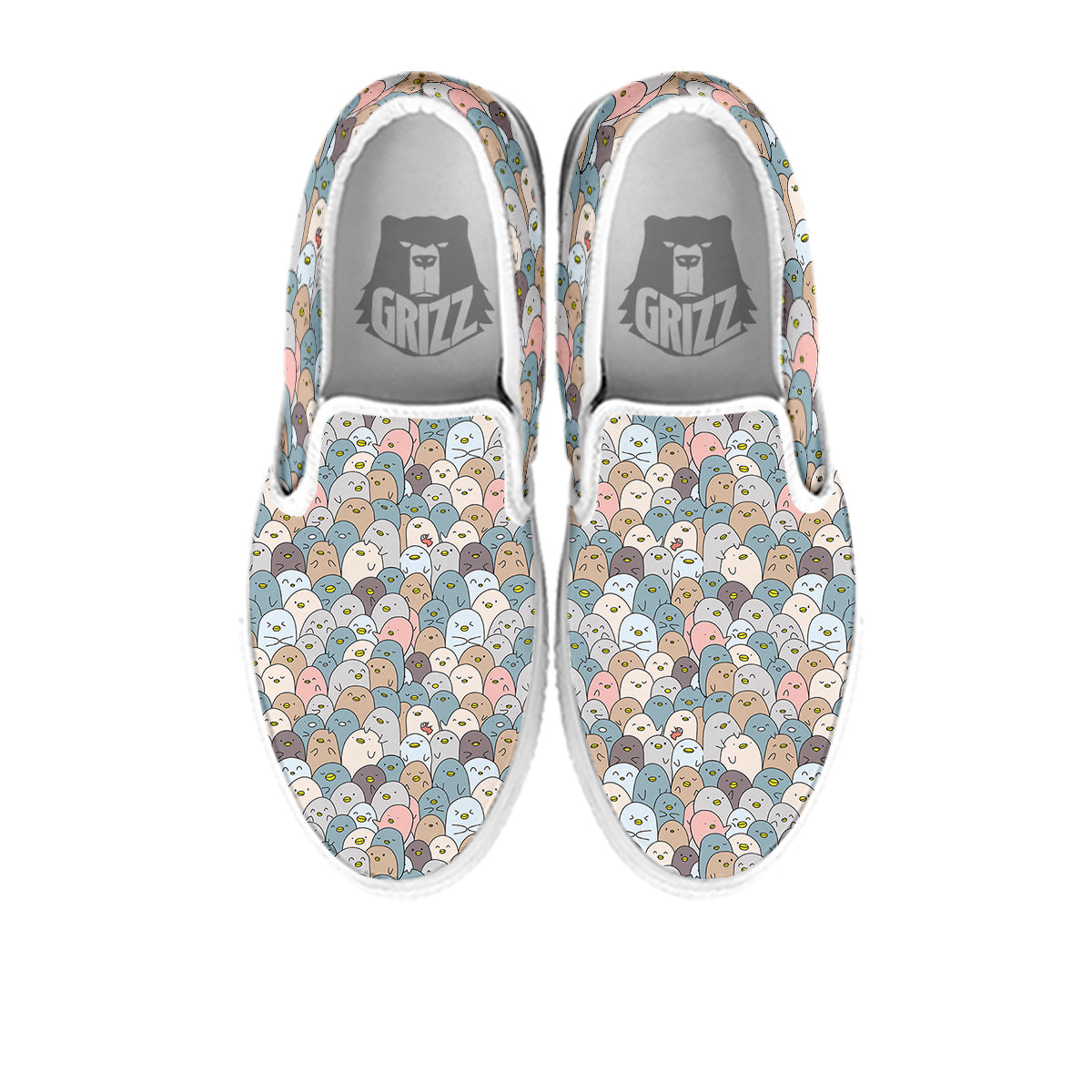 Penguin Cute Colorful Print Pattern White Slip On Shoes-grizzshop